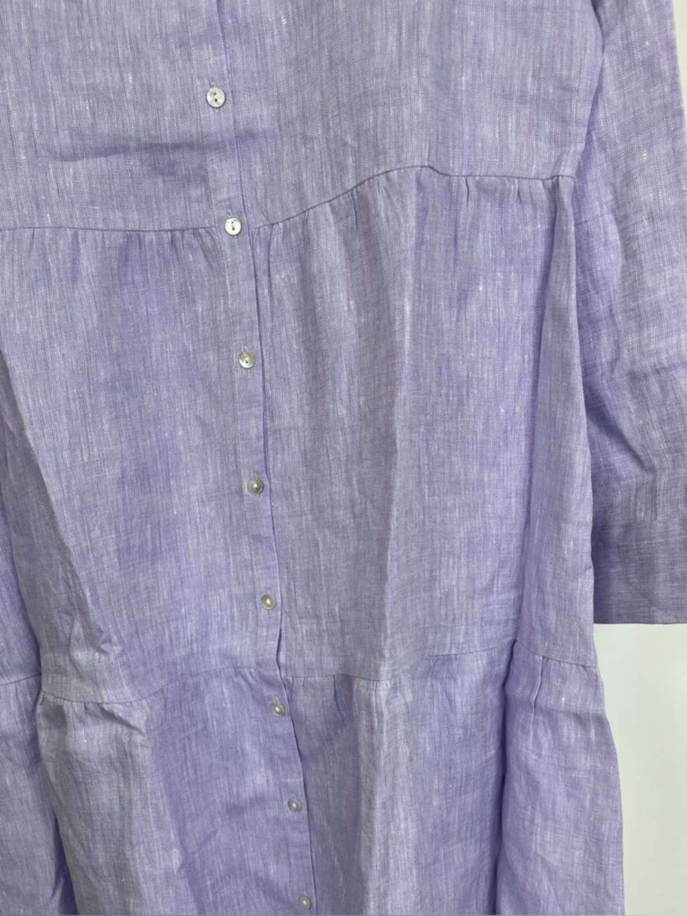 ALICE WALK Lilac Button-Front Tiered Dress Maxi Linen NEW $295 Large - Picture 2 of 9